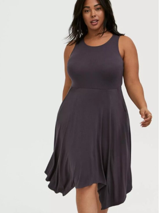 torrid Dresses & Skirts - Torrid Super Soft Knit Handkerchief Hem Sleeveless Dress Gray 0